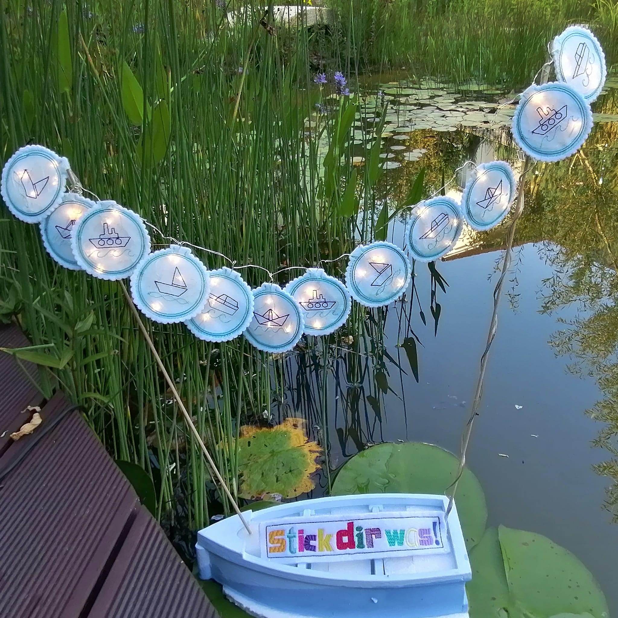 5x Stickdatei Schiffe Lichterkettencover - Sewando