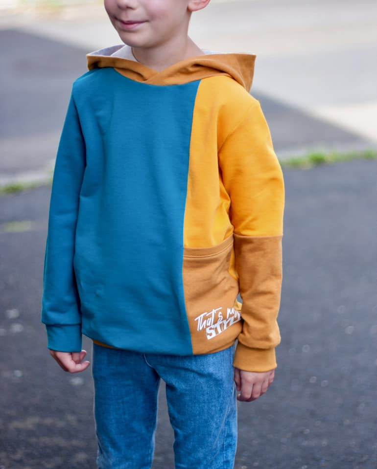 SORGLOS-SYSTEM Basicline Hoodie 135-170cm KG Kapuzenshirt Beamer-Ebook & DIN A0 BESONDERES PASSFORMSYSTEM - Sewando