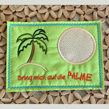 4x Stickdatei "Palme" ITH Mugrug und Schild