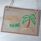 4x Stickdatei "Palme" ITH Mugrug und Schild