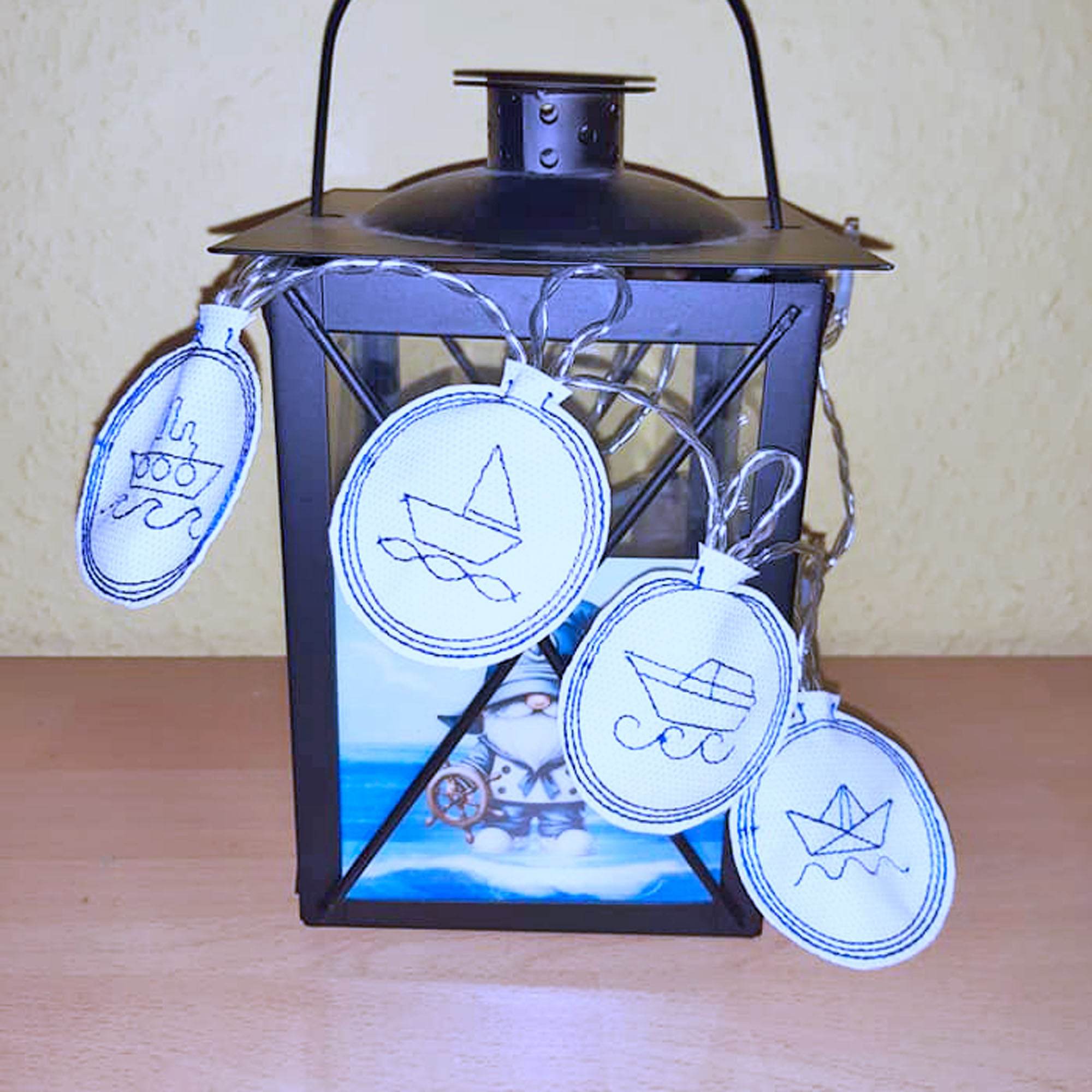 5x Stickdatei Schiffe Lichterkettencover - Sewando