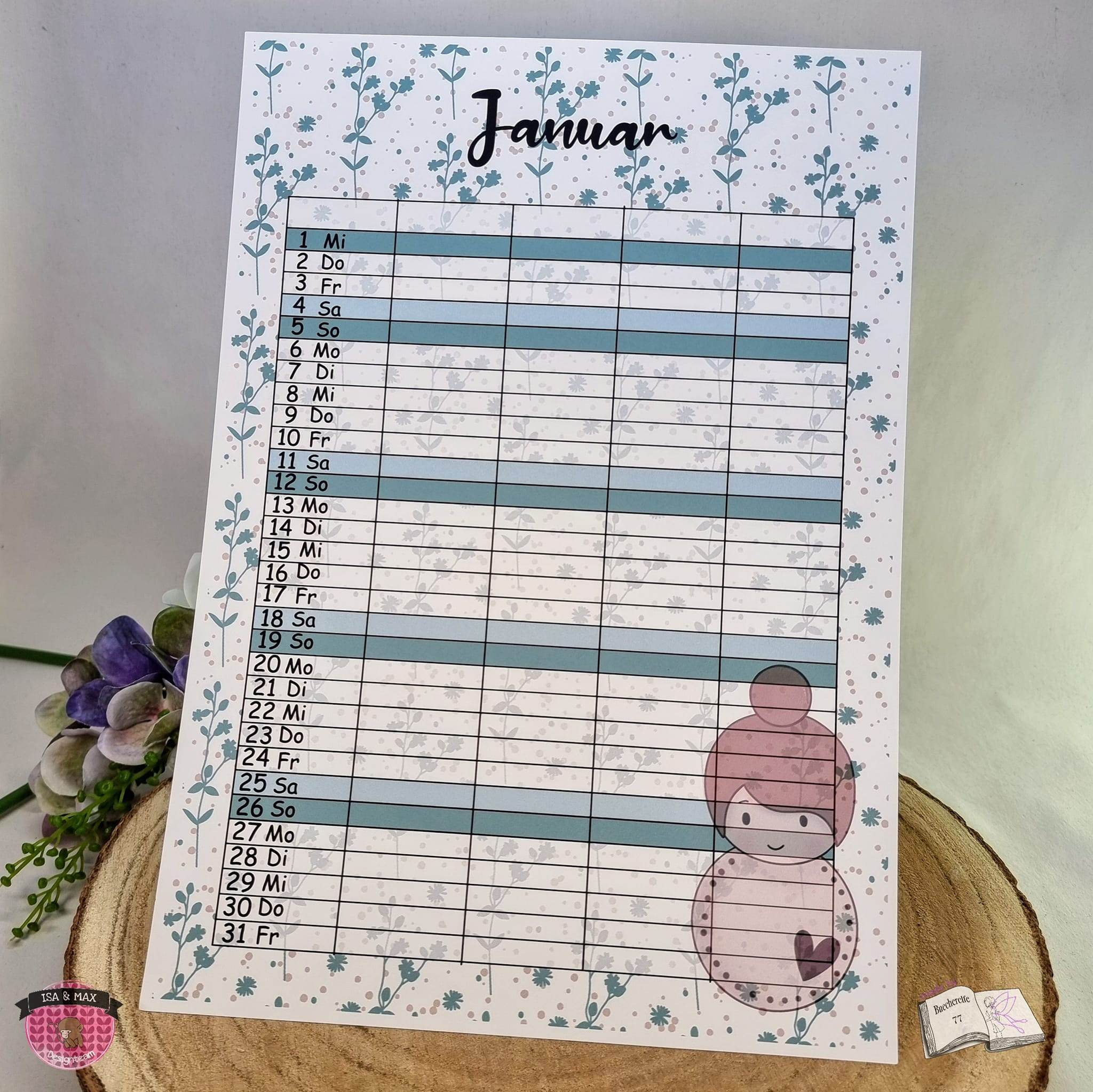 Kalender, Familienplaner 2025 zum Drucken - Sewando