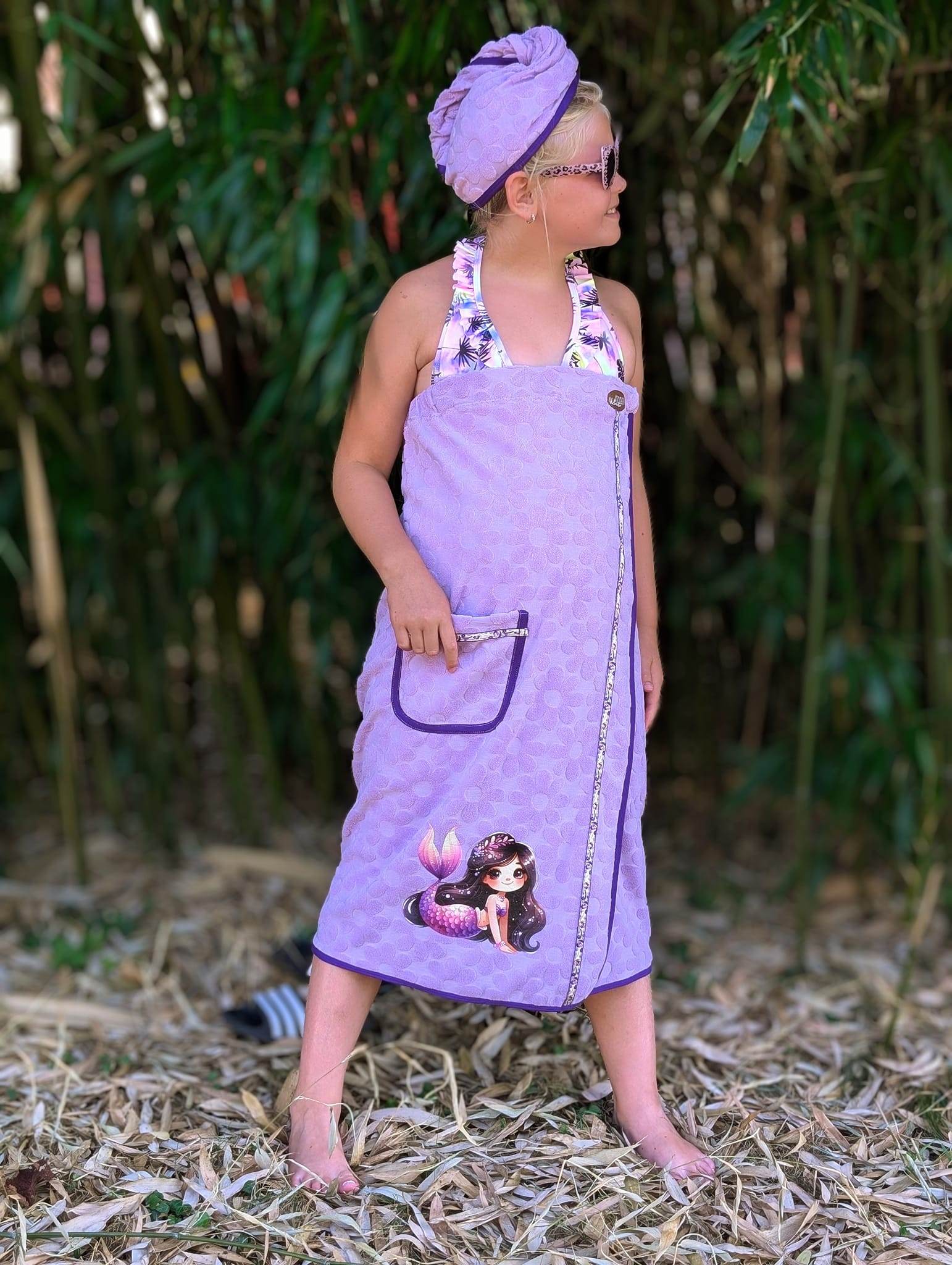Schnittmuster *Bath Towel Set Splash Kids* Saunakilt, Handtuchturban Gr. 74-176 - Sewando