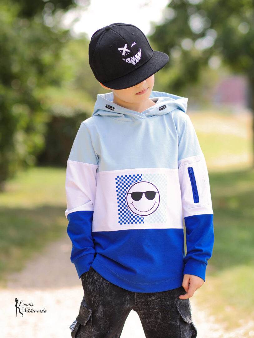 SORGLOS-SYSTEM Basicline Hoodie 135-170cm KG Kapuzenshirt Beamer-Ebook & DIN A0 BESONDERES PASSFORMSYSTEM - Sewando