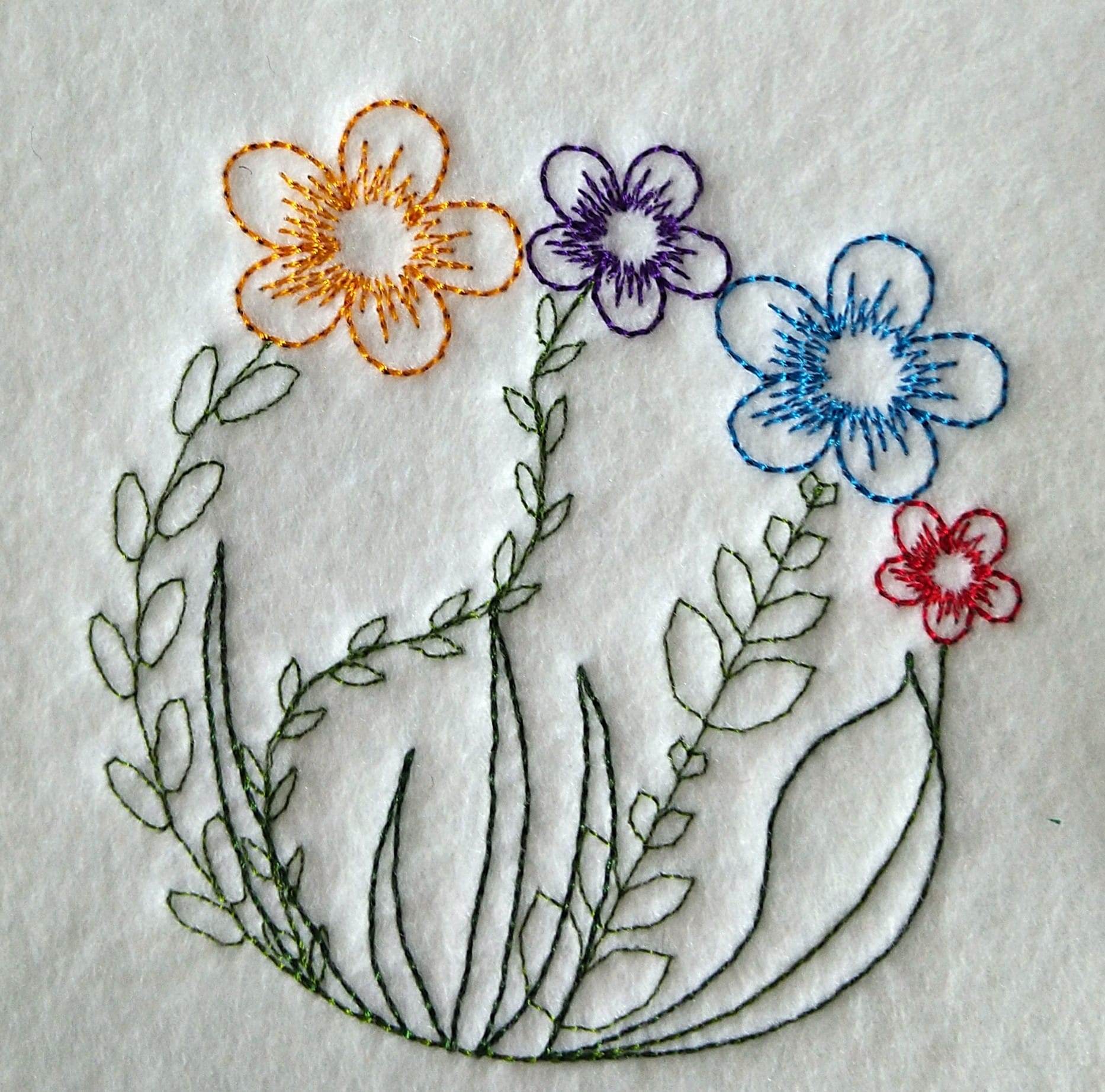 Stickdatei - Paradiesgarten (mit Federstich-Schmetterling) - Sewando