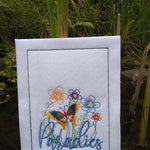 Stickdatei - Paradiesgarten (mit Federstich-Schmetterling) - Sewando