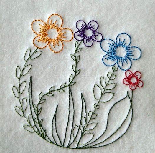 Stickdatei - Paradiesgarten (mit Federstich-Schmetterling) - Sewando