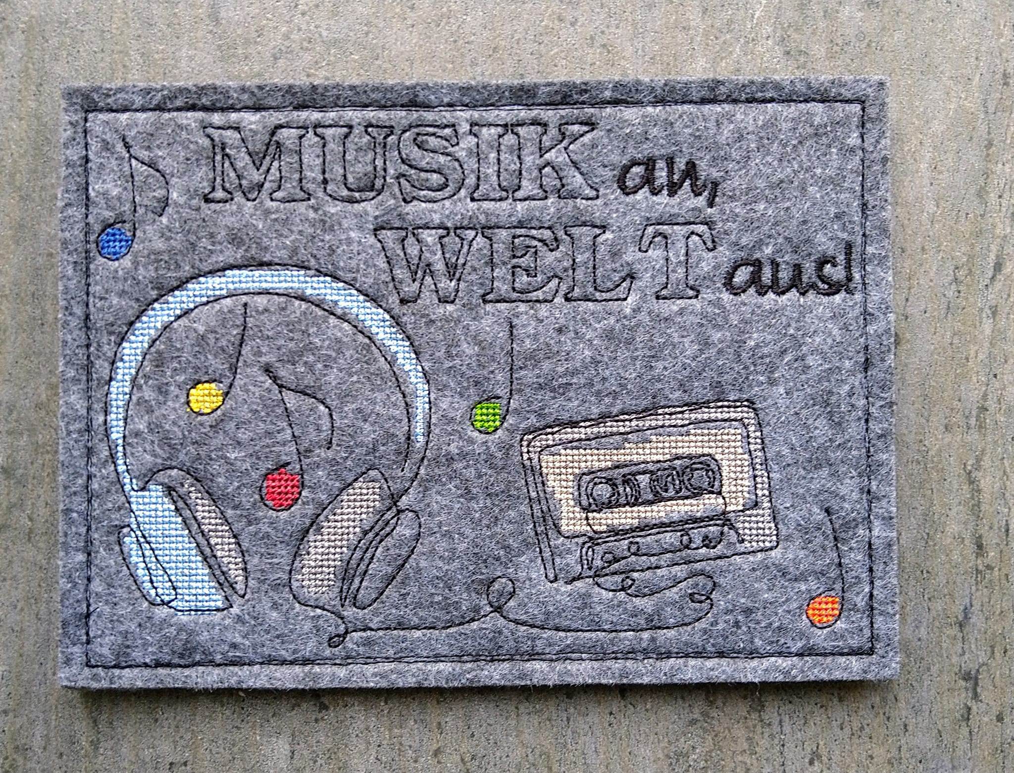 Stickdatei - MUSIK an, WELT aus (2 Versionen) - Sewando