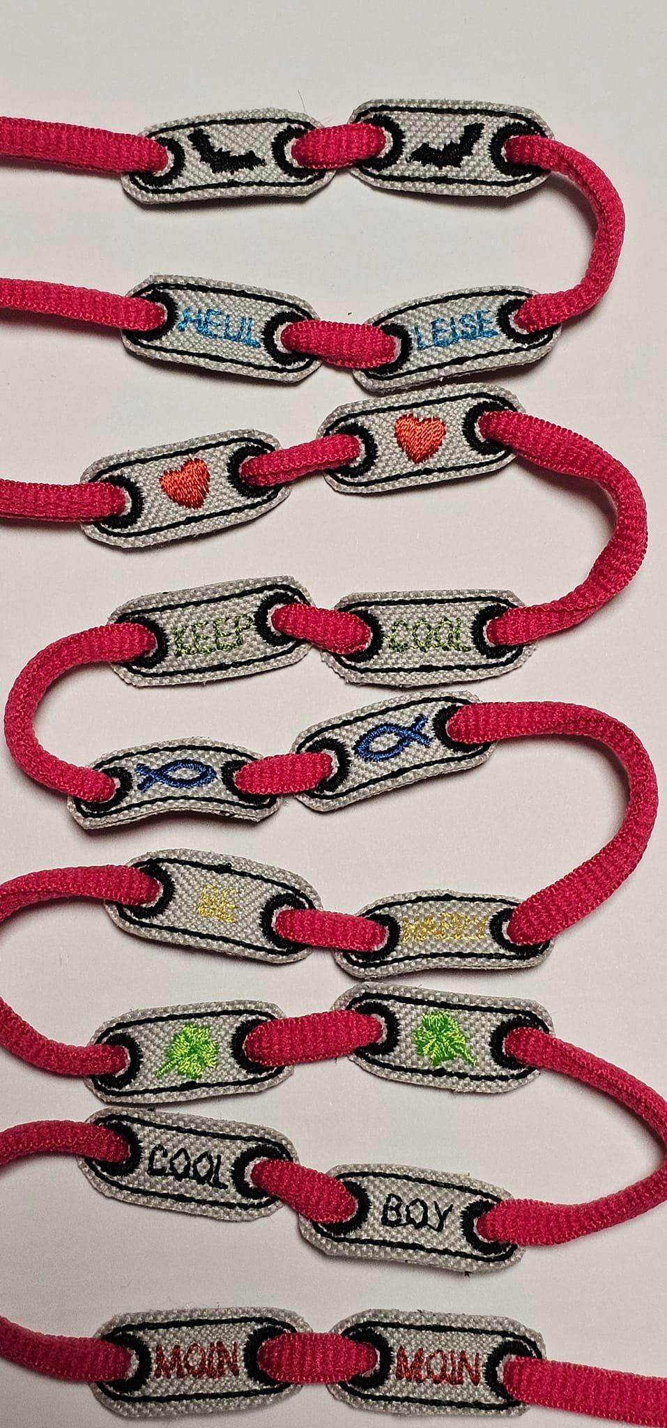 Stickdatei Lace Tags für Schnürschuhe - Sewando