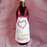 3x Stickdatei "Flaschenschürze Wein Weib Gesang"