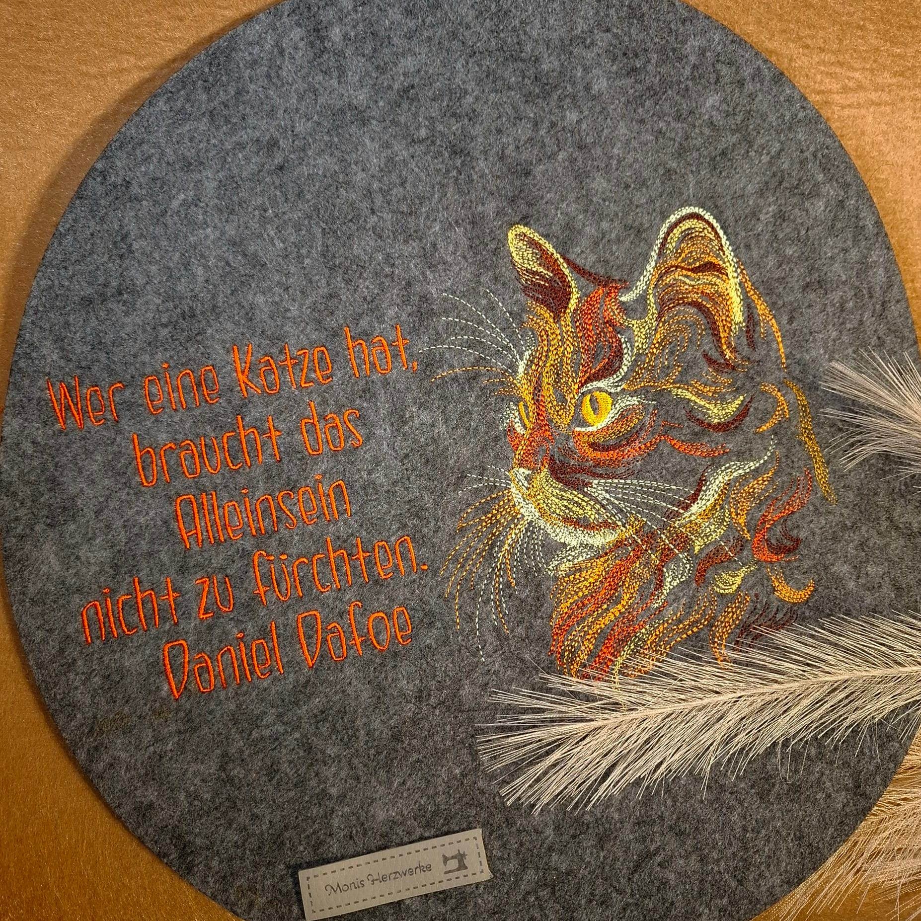 Wilde Katze Stickdatei – naturgetreues Katzenportrait für deine Stickmaschine - Sewando