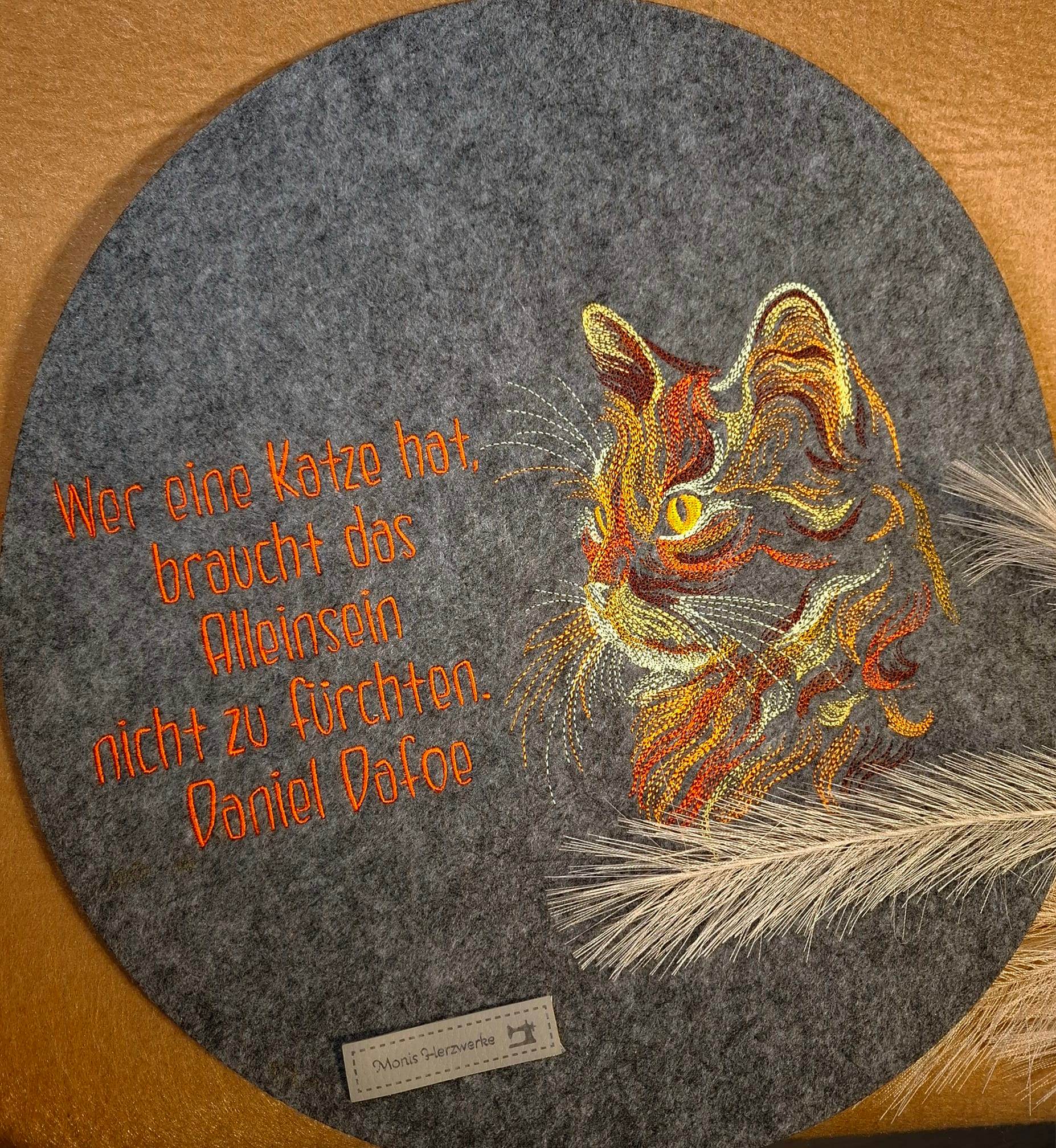 Wilde Katze Stickdatei – naturgetreues Katzenportrait für deine Stickmaschine - Sewando