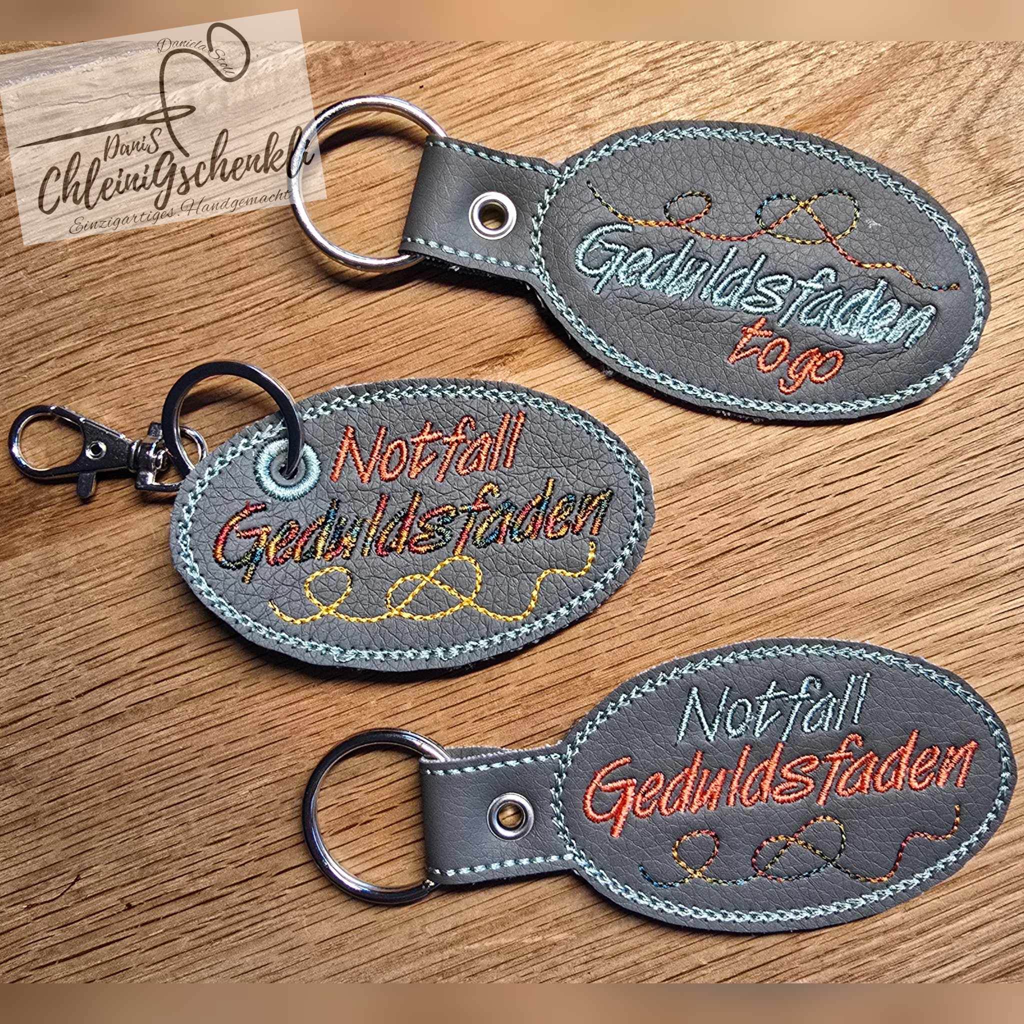 6x Stickdatei Geduldsfaden (deutsch) ITH Anhänger - Sewando