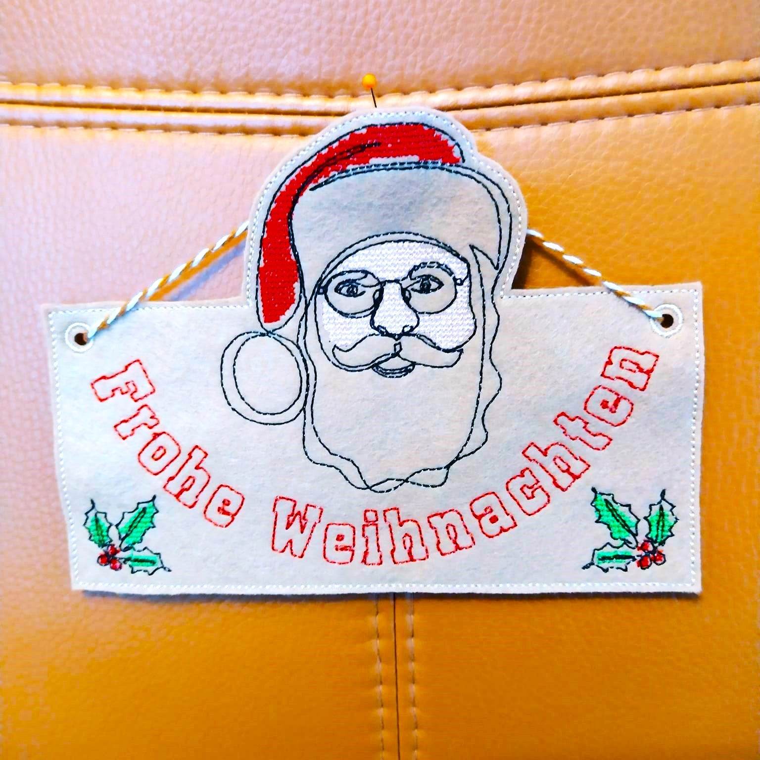 Stickdatei - Wimpel & Türhänger SANTA (in je 2 Größen) - Sewando