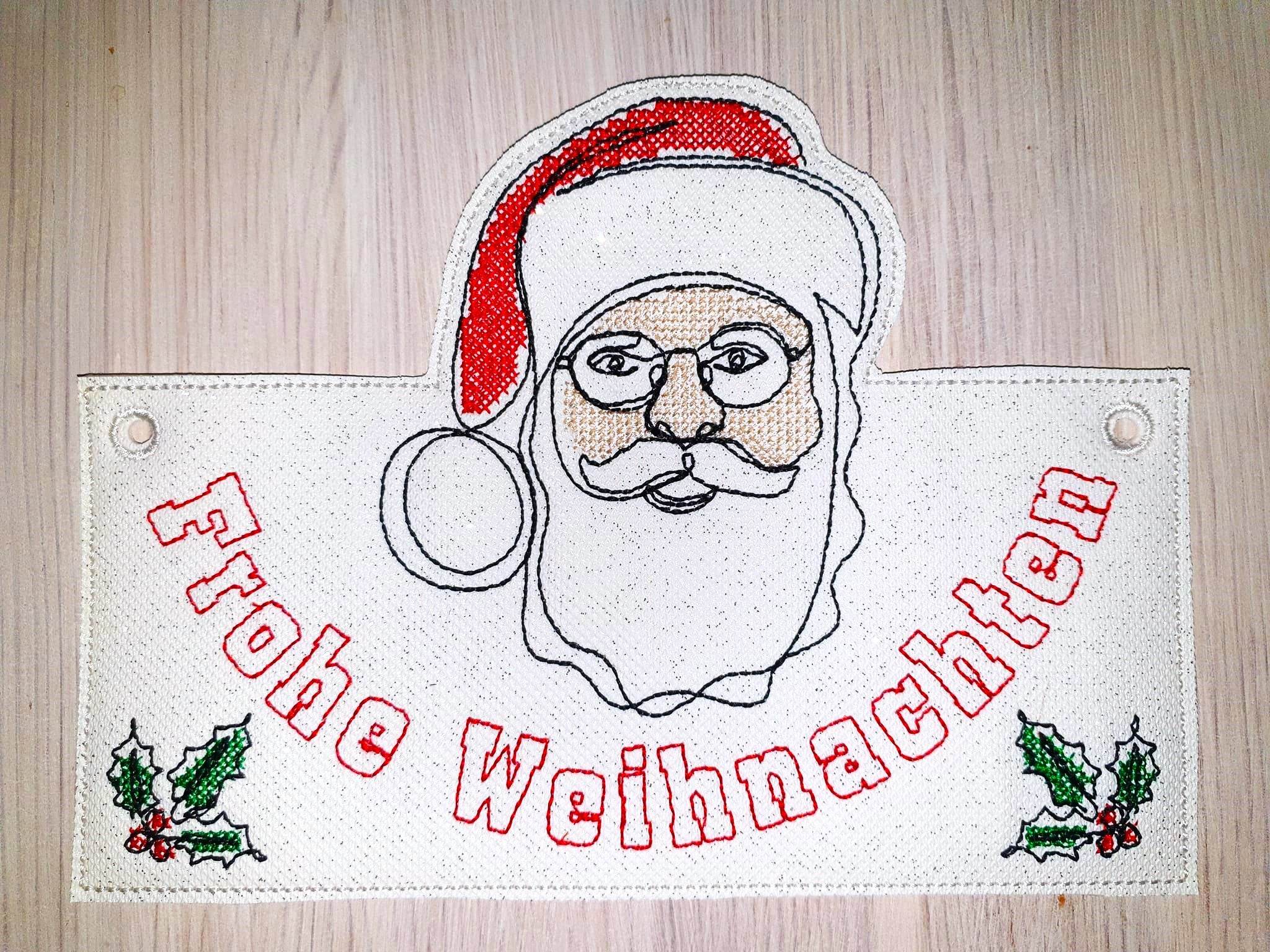 Stickdatei - Wimpel & Türhänger SANTA (in je 2 Größen) - Sewando