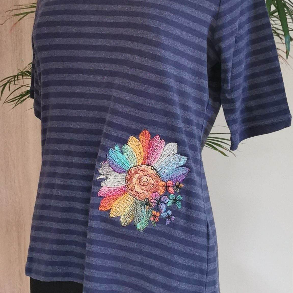Sonnenblume Stickdatei – die Regenbogen Blütenpracht für deine Stickmaschine - Sewando