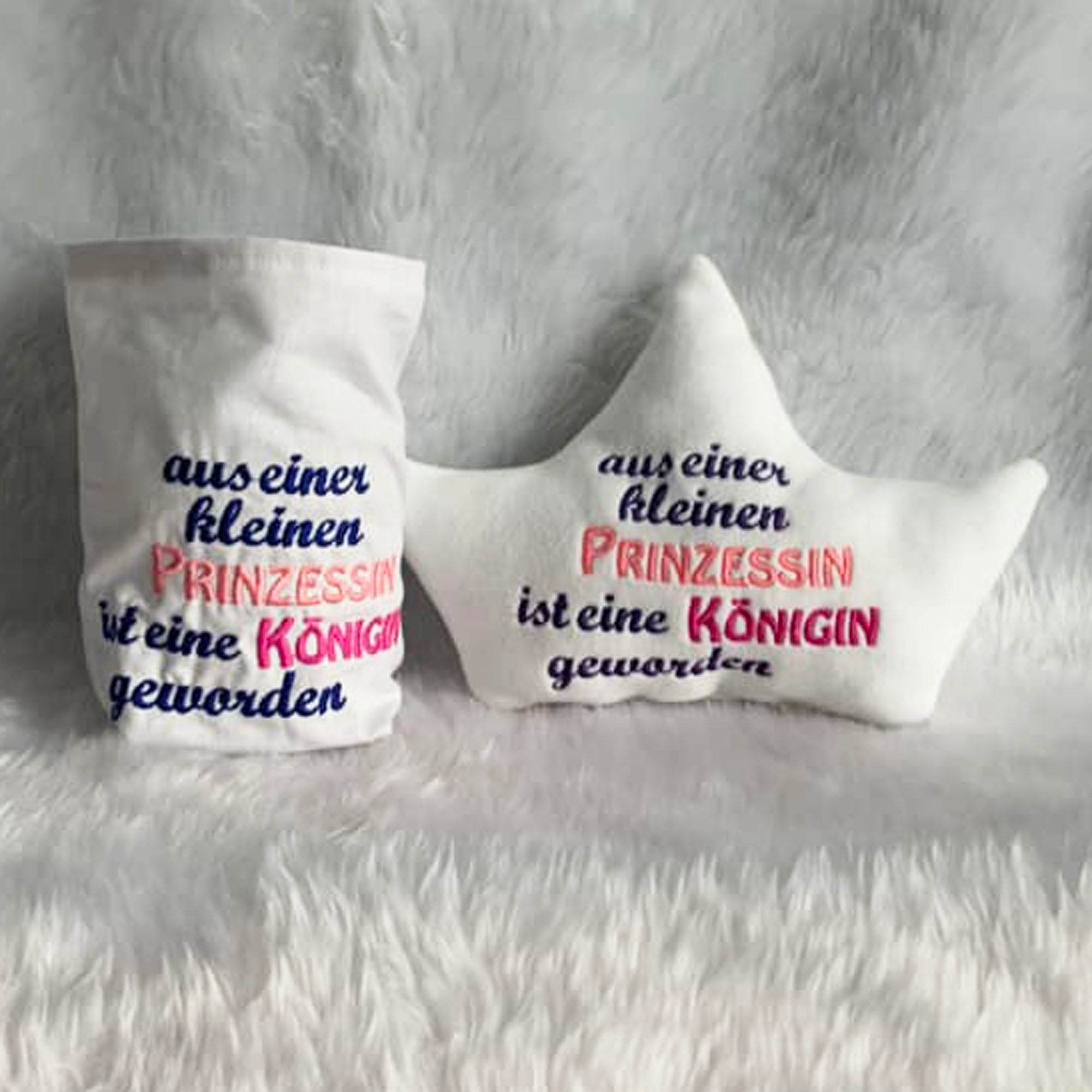 7x Stickdatei ITH Kronenkissen Prinzessin - Sewando