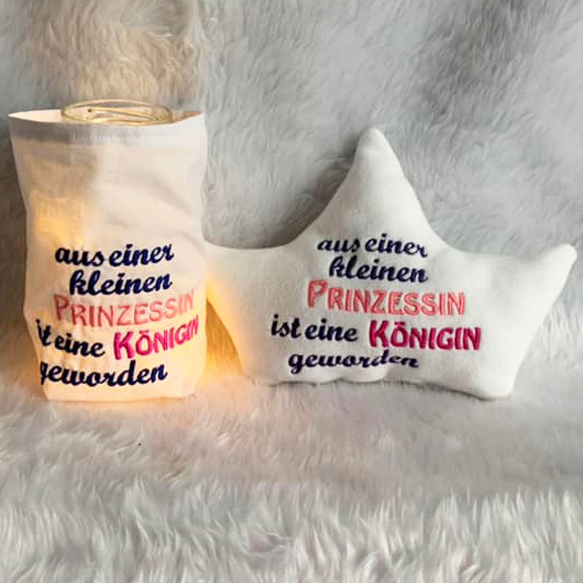7x Stickdatei ITH Kronenkissen Prinzessin - Sewando