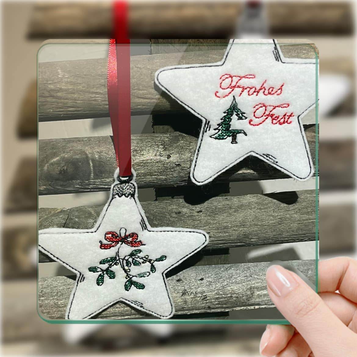 Stickdatei - Christbaumschmuck STERNE Single Line - Sewando
