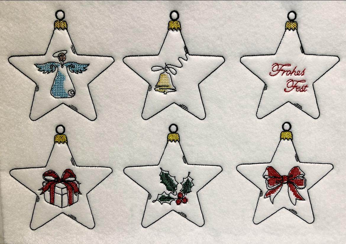 Stickdatei - Christbaumschmuck STERNE Single Line - Sewando