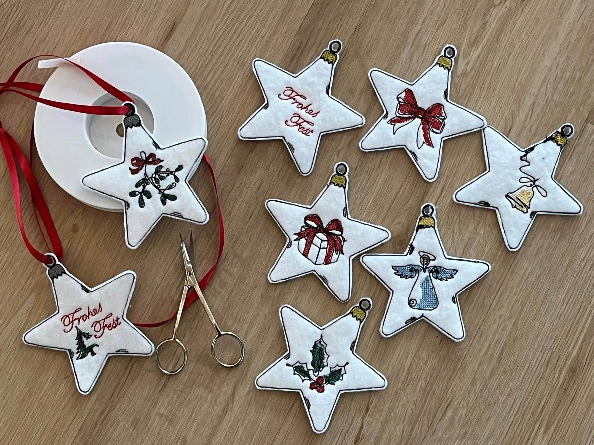 Stickdatei - Christbaumschmuck STERNE Single Line - Sewando