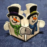 Stickdatei - Teelichthalter "Schneemänner"