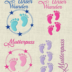 Stickdatei Mutterpass U-Heft Babyfüsse Doodle Set 473 - Sewando
