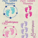 Stickdatei Mutterpass U-Heft Babyfüsse Doodle Set 473 - Sewando