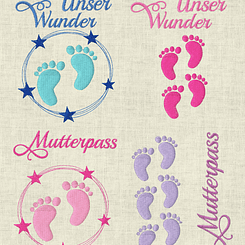 Stickdatei Mutterpass U-Heft Babyfüsse Doodle Set 473 - Sewando