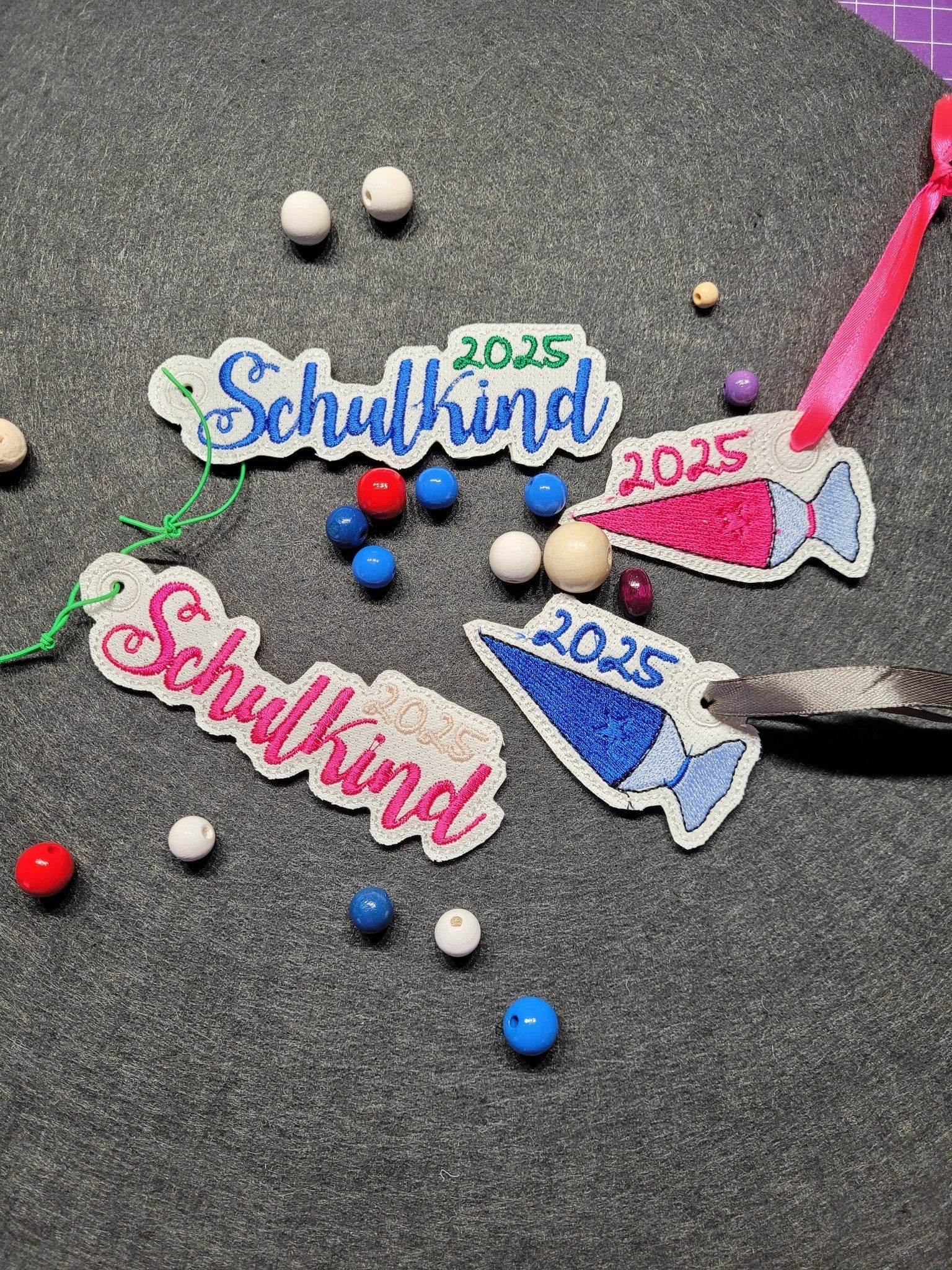 Stickdatei Anhänger Schulkind & Schultüte 2025 - Sewando