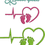 Stickdatei Baby Füße mit Herz und Herzlinie Set 478 - Sewando