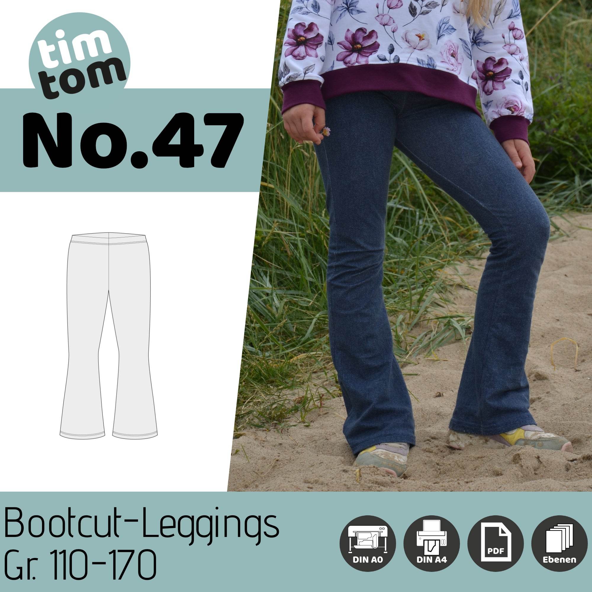 Schnittmuster timtom No.47 Bootcut-Leggings Gr. 110-170 - Sewando