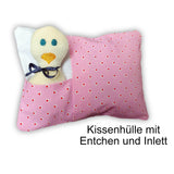 Stickdatei Kissenhülle ITH mit Entchen und Inlett - drei Größen 13x18, 16x26, 18x30 Kuscheltier, Kissen - Sewando