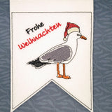 Stickdatei - Wimpel "Weihnachtsmöwe Frohe Weihnachten"