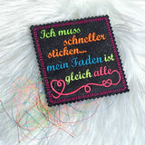 5x Stickdatei "schneller sticken" ITH und Solotext