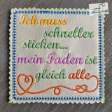 5x Stickdatei "schneller sticken" ITH und Solotext
