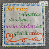 5x Stickdatei "schneller stricken" ITH plus Solotext