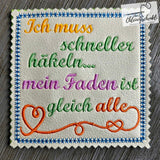 5x Stickdatei "schneller häkeln" ITH und Solotext