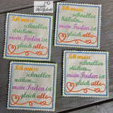 5x Stickdatei "schneller nähen" ITH und Solotext