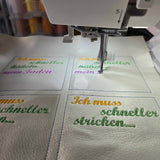 5x Stickdatei "schneller stricken" ITH plus Solotext