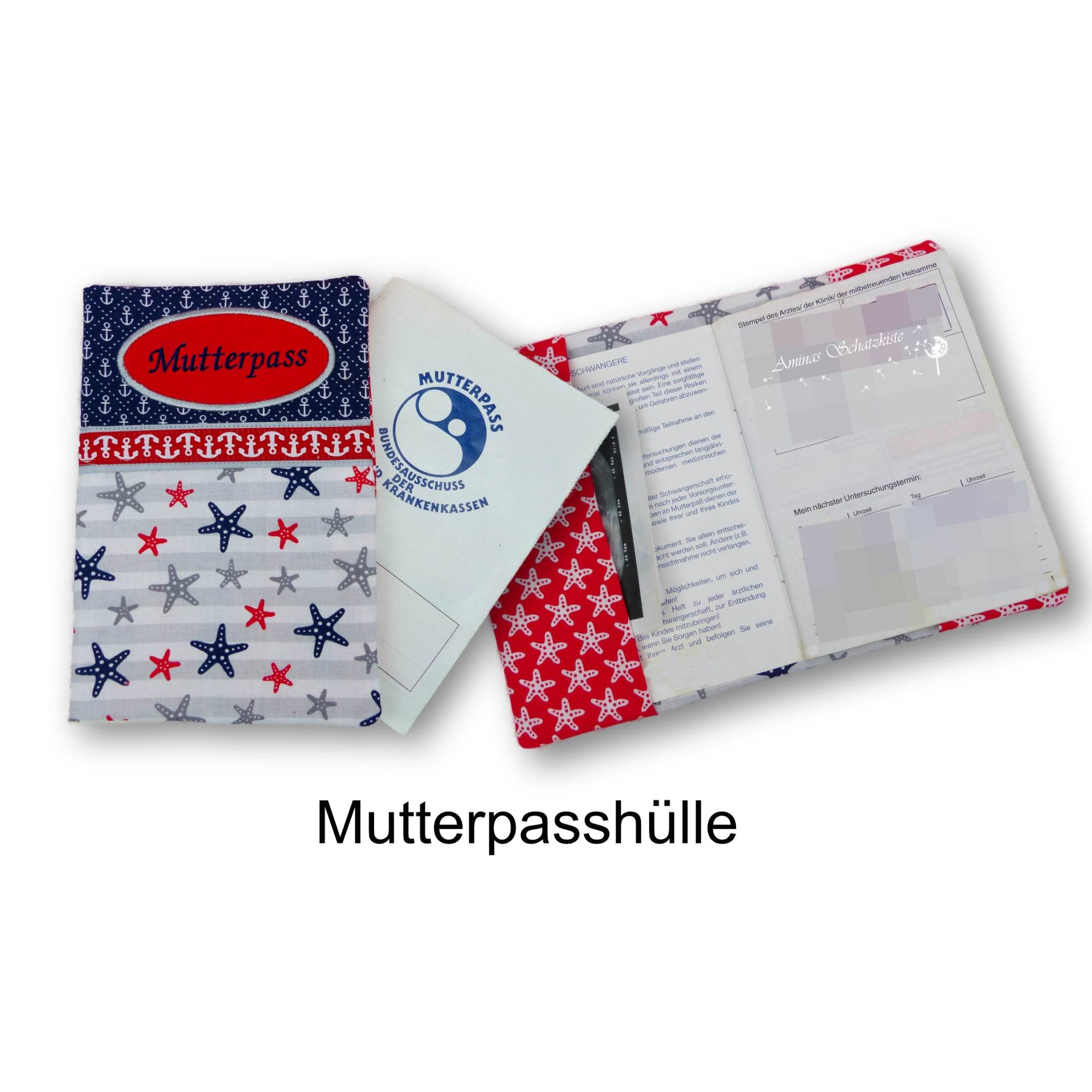 Stickdatei ITH Mutterpasshülle Patchwork, Rahmen 20 cm x 30 cm, Umschlag, Buchhülle - Sewando