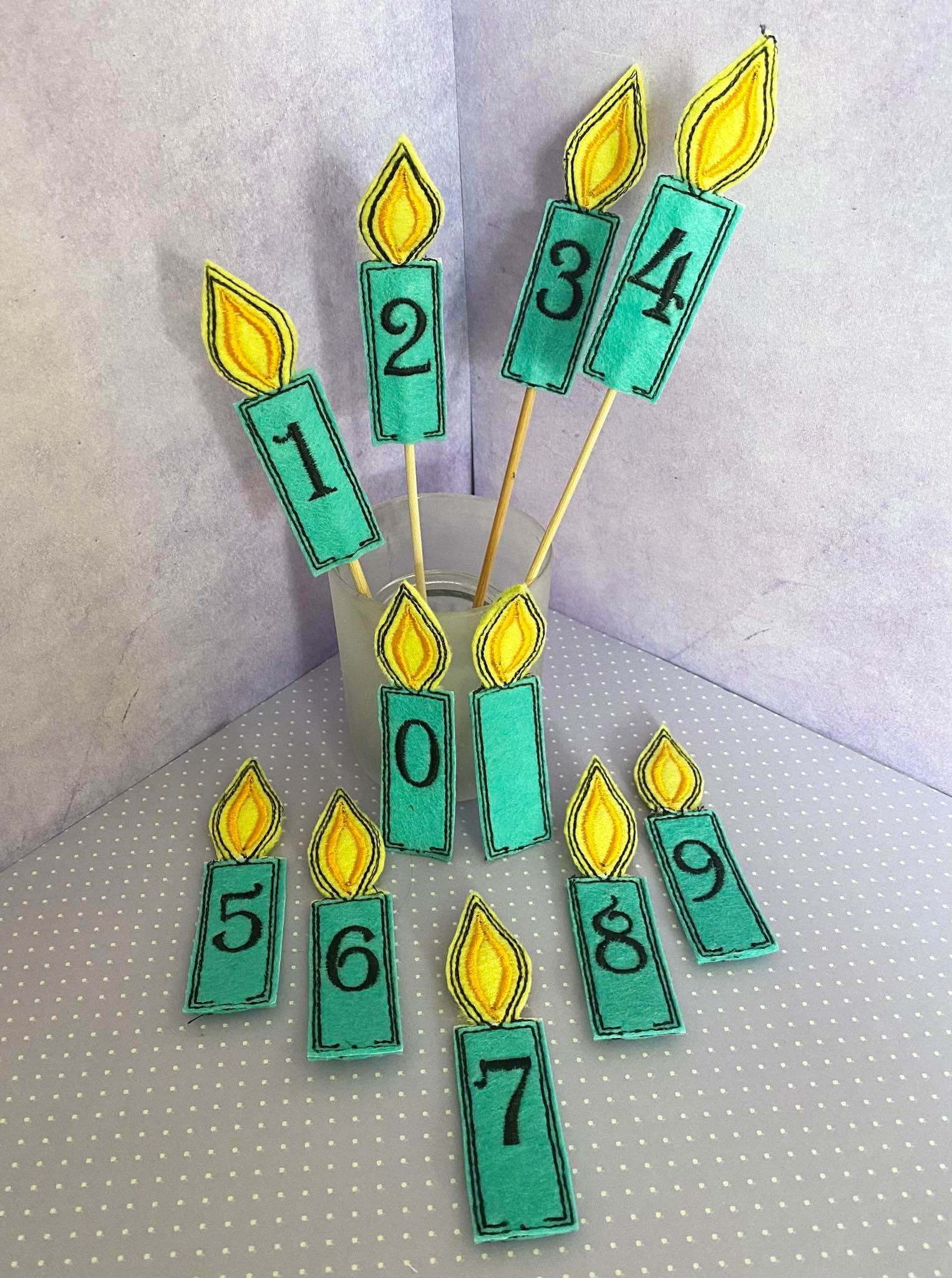 Stickdatei Kerze Blumenpieker Zahlen von 0 bis 9 - Sewando