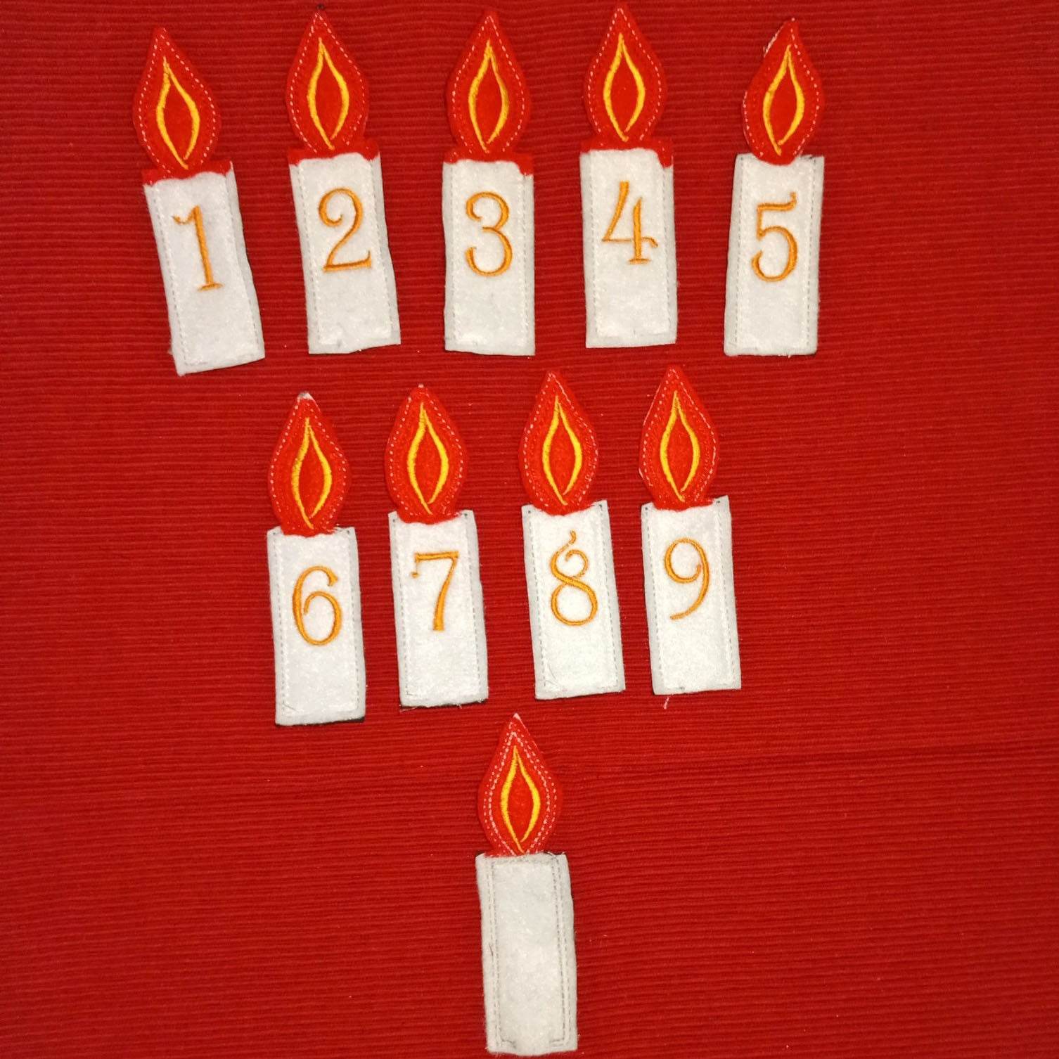Stickdatei Kerze Blumenpieker Zahlen von 0 bis 9 - Sewando