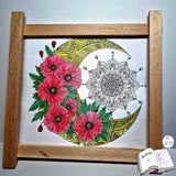 Digiset Mandala Mond mit Mohn, Digipapier, Digistamp