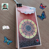 Digiset Mandala Mond mit Mohn, Digipapier, Digistamp