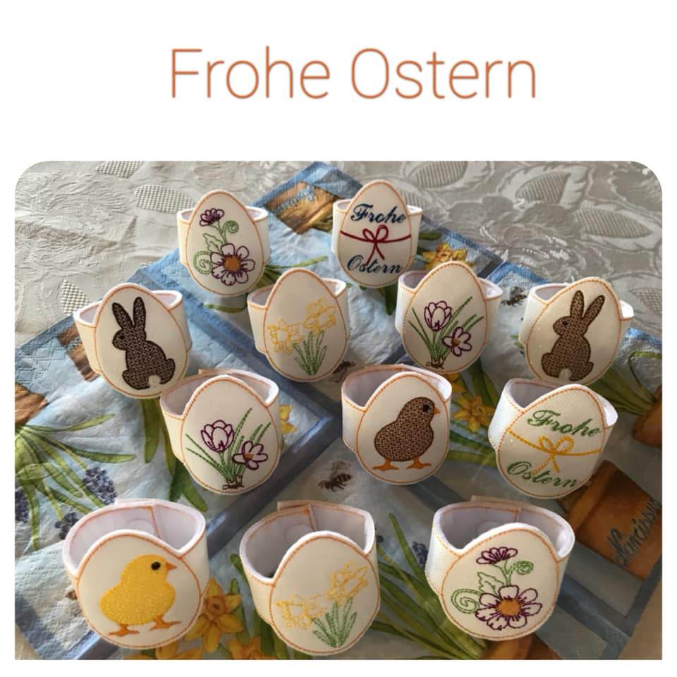Stickdatei - Serviettenringe Ostern (2 Verschluß-Möglichkeiten / 16 Motive) - Sewando