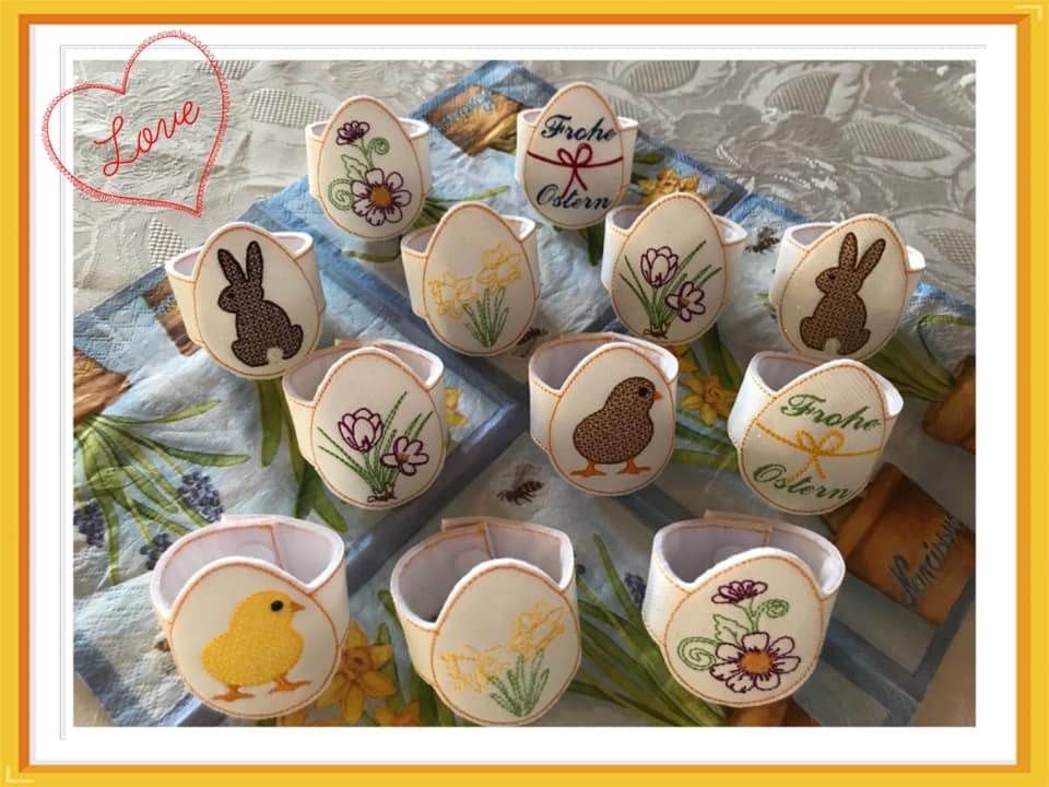 Stickdatei - Serviettenringe Ostern (2 Verschluß-Möglichkeiten / 16 Motive) - Sewando