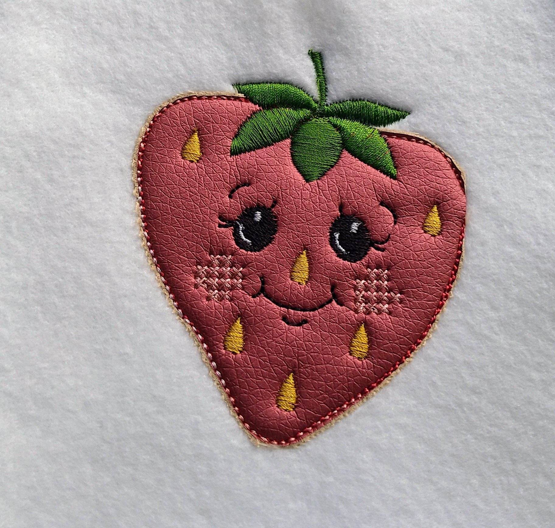 Stickdatei - 6 Erdbeeren mit Gesicht (Doodle-Applikation) - Sewando