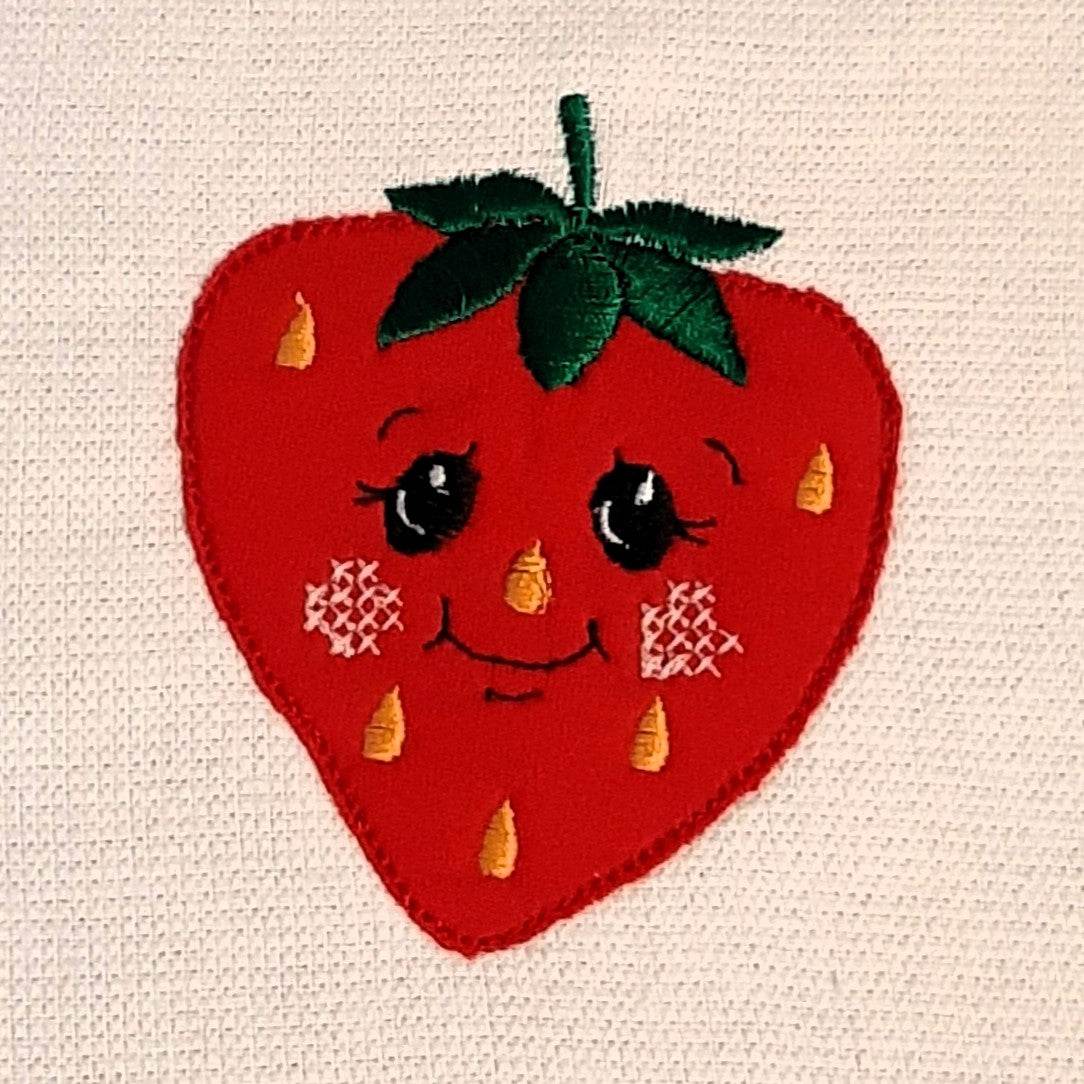 Stickdatei - 6 Erdbeeren mit Gesicht (Doodle-Applikation) - Sewando