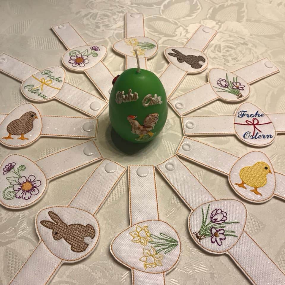 Stickdatei - Serviettenringe Ostern (2 Verschluß-Möglichkeiten / 16 Motive) - Sewando